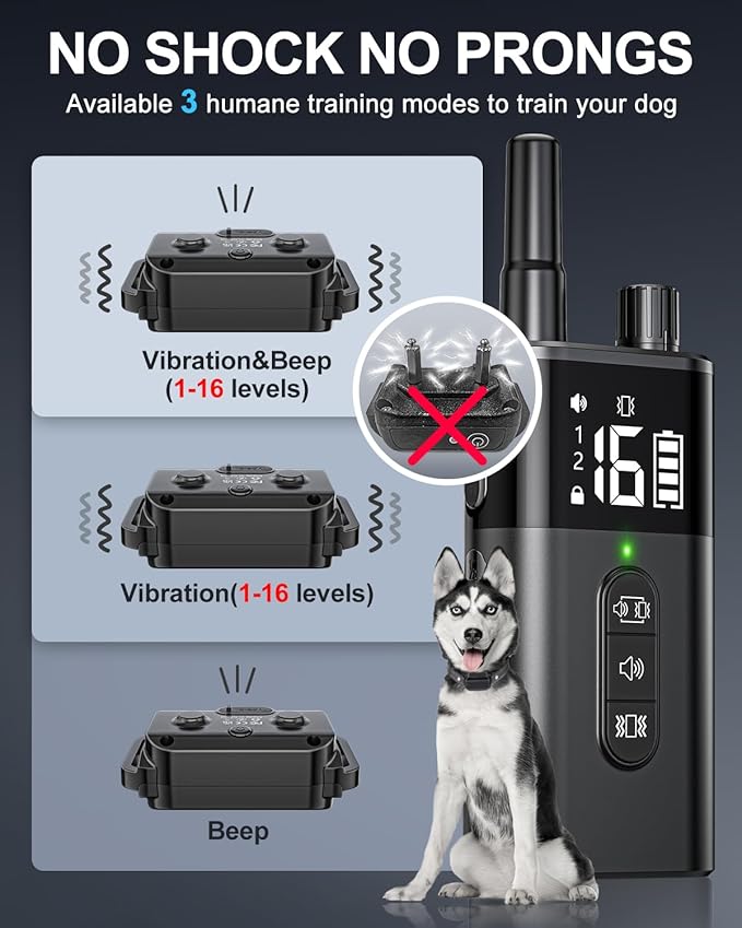 Dog Training Collar with Remote 2 Dogs 10-120 lbs - 3300 ft Waterproof No Shock Vibrating Dog Collar for Large Medium Breed, Rechargeable Beep Vibration Collar with Controller - 2 Pack