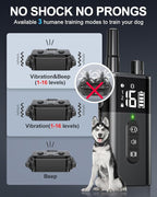 No Shock Dog Training Collar with Remote, Dog Vibration Collar with Controller Beep and Vibrate Only, Safe Lock Waterproof Rechargeable Vibrating Collars for Dogs(10-120 lbs)-No Prongs (Black)