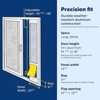 PetSafe Sliding Glass Pet Door - No-Cut DIY Install Doggy Door for Renters - Aluminum Frame - Adjustable Height 91 7/16" to 96" - Ideal for Large Dogs Up to 100 lb - White