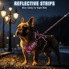 Tactical Dog Harness and Leash Set Small Sized Dog,Heavy Duty No Pull Service Dog Vest and 10 Patches with Dog Seat Belt,Reflective Pet Harness for Training Walking Hiking Camo Pink S