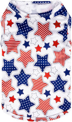 CuteBone 4th of July Dog Shirts 2-Pack Soft Pet Clothes Breathable Summer Vest for Small Puppy and Stretchy Cat Apparel 2BX13S
