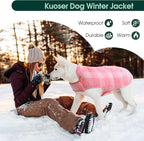 Kuoser Reversible Winter Coat, British Style Jacket for Small Medium Dogs - Warm, Windproof Puppy Cold Weather Vest, Pink M