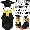 5 Pcs Dog Graduation Costume Set Include 2026 Pet Graduation Gown with Stole Puppy Grad Cap Lensless Glasses DIY Letter Stickers for Dogs Cats Holiday Costume Accessory(Black Yellow,S)