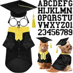 5 Pcs Dog Graduation Costume Set Include 2026 Pet Graduation Gown with Stole Puppy Grad Cap Lensless Glasses DIY Letter Stickers for Dogs Cats Holiday Costume Accessory(Black Yellow,S)