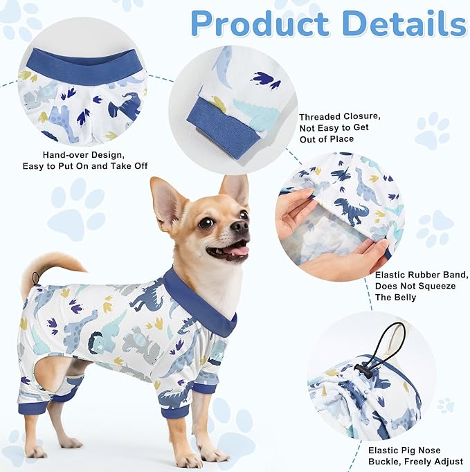 Glittme 2PACK Dog Pajamas Soft Dogs Clothes for Small Medium Dogs Elastic Cats Apparel Breathable Dog Pjs for Puppy