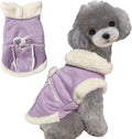 Jecikelon Bowtie Dog Cold Weather Coat Fleece Lining Warm Pet Puppy Turtleneck Dogs Winter Clothes for Small Dogs with D-Ring (Purple, X-Small)