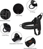 Didog Soft Flannel Padded Dog Vest Harness, No Pull/Quick Fit Reflective Dog Strap Harness, Easy for Training Walking (S:Chest 18-22", Black)