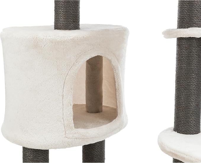 TRIXIE Moriles Cat Tower with Scratching Posts, Condo, Hammock, Padded Platform, Light Gray