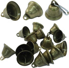 50pcs Vintage Bronze Jingle Bells with Spring Hooks - Mini Craft Bells for Christmas Decor, Dog Potty Training, Wind Chimes, Wedding Door & DIY Crafts (1.5 X 1.7 Inch)