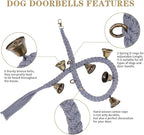 Dog Bell for Door Potty Training, Cotton Handwoven Dog Doorbell with 6 Extra Loud Bells for Dog Training, Adjustable Hanging Door Bell for Small Medium Large Dogs to Ring to Go Outside, Grey