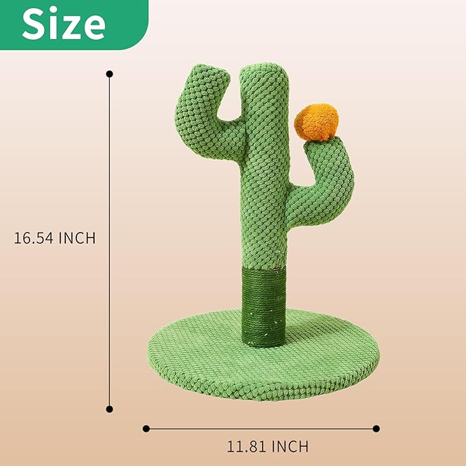 Cat Tree for Indoor Cats — Cactus-Shaped Mini Scratching Post, Compact Apartment Tower for Kittens & Adult Cats, Fun Play & Furniture Protection