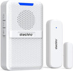Door Chime,Wireless 600Ft Range 5 Adjustable Volume 1 Magnetic Door Open Contact Sensor with 62 Chimes Mute Mode Door Bell Plugin Receiver for Home/Office/Store White (1 Receiver + 1 Sensor)