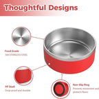 Stainless Steel Dog Bowls for Large Dogs - Metal Pet Dish, Water & Food, Insulated & Non-Slip, Easy to Clean, 64oz, Red