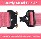 Heavy Duty Tactical Dog Collar – Adjustable Nylon w/Metal Buckle, Durable & Comfortable for Medium to Large Dogs (German Shepherd, Labrador, Rottweiler), Red Rose, Medium, for Training & Outdoor Use.