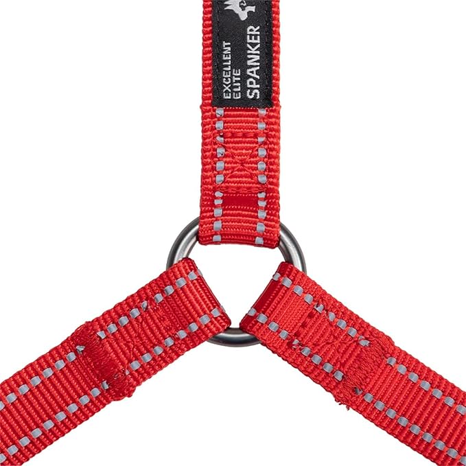 EXCELLENT ELITE SPANKER No Pull Dog Harness Reflective Nylon Vest L-Shaped Adjustable Easy Pet Harness for Small Medium Large Breeds Dogs Walking Training Black Red(Red-XL)