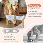 SPUNKYJUNKY Elevated Dog Bowls Ceramic, 8.3'' Dogs Food Water Bowls Raised with Non-Slip Bamboo Stand for Large Sized Breed Microwave Dishwasher Safe - 60 OZ,Skull White