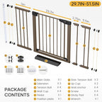 Cumbor 2 Pack 29.7-51.5" Extra Wide Baby Gate for Stairs, Mom's Choice Awards Winner-Dog Gates for Doorways, Pressure Mounted Walk Through Pet Gate Indoor, Safety Auto-Close Child Gate for Kid,Brown