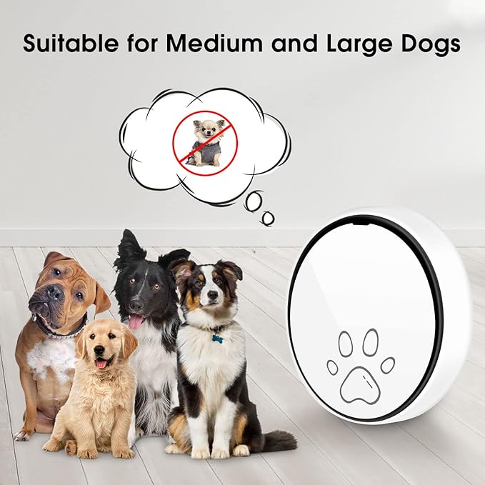 Comsmart Smart Wireless Dog Door Bell, Doggie Doorbell for Pet Potty Training Communication Go Outside Press Button with 38 Melodies 4 Volume Levels LED Flash (1 Receiver & 2 Transmitter), White