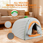 Dog House Indoor for Small Dogs, 2-in-1 Enclosed Dog Bed with Cover Cave & Curtain, Dog Tent with Plush Washable Cushion, Inside Dog House for Pets Under 17 lbs(Grey, Medium)
