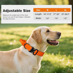 Joytale Tactical Dog Collar for Medium Dogs with Control Handle, Heavy Duty Military Training Collar for Power Breeds, AirTag Holder Case, Quick Release Metal Buckle, Soft Padded, M, Orange