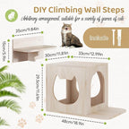 Cat Wall Furniture Set, Cat Wall Shelves Cat Wall Climber with 1 Cat Wall House and 1 Cat Wall Step Wooden Wall Mounted Cat Bed Cat Shelves and Perches for Indoor Cats Playing, Sleeping, Climbing