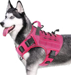 WINGOIN Pink Tactical Dog Harness for Small Dogs, Heavy Duty No Pull Harness with Handle, Adjustable Reflective Military K9 Pet Vest for French Bulldog, Pug, Walking, Training, Hunting (S)