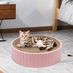 Round Cat Scratcher Durable 31Cmx31Cmx6cm Sofa Protector Detachable Nest Bed Cat Scratching Board Bed Scratch Board for Rest Kitty Kitten, Pink
