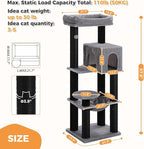 PETEPELA 58" Large Cat Tree for Big Adult Cats up to 30 lbs, Heavy Duty Cat Tower w/Extra-Thick Scratching Posts [φ3.9”], XL Hammock & Spacious Condo, Study Cat Furniture for Maine Coons, Black