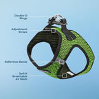 Voyager Step-in Air Dog Harness - All Weather Mesh, Reflective, No Pull Harness for Small, Medium Dogs, Cats - Secure with Hook & Loop Fastener, Buckle, Double D-Rings - Lime Green 2-Tone, XS