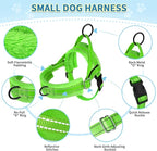 SlowTon No Pull Small Dog Harness and Leash Set, Puppy Soft Vest Harness Neck & Chest Adjustable, Reflective Lightweight Harness & Anti-Twist Pet Lead Combo for Small Medium Dogs (Green-Front Clip,XS)