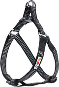Pawtitas Reflective Step-in Dog Harness – Adjustable No-Pull Vest for Puppies to Seniors, Safe & Comfortable, L Black