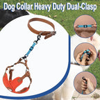 2 Pcs Dog Collar Safety Clips with Double Ended Clasps | Adjustable Collar Backup Clip for Dog Harness & Collars Connectors, Training for Walking, Running, and Hiking, Safety Clip - Blue