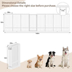 Full Metal Freestanding Dog Gate with Door, 36''Height Foldable Pet Dog Fence for Indoor & Outdoor, 8 Panels Extra Wide Free Standing TallDog Gates for Doorways,House,Stairs,Porch,Deck,Yard