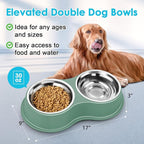 Large Double Dog Water and Food Bowls, Stainless Steel Bowls with Non-Slip Resin Station, Pet Feeder Bowls Food Dish for Small Medium Large Dogs Cats