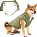 Dog Jacket Waterproof Fleece Dogs Vest Large Dog Coats for Winter Cold Weather Warm Dogs Puffer Jacket Puppy Coat Green Pet Jackets Cat Coats M