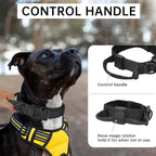 Tactical Dog Collar with Handle - Adjustable Nylon Training Military Dog Collar with Heavy Duty Metal Buckle Collar for Medium Large Dogs,with Patch
