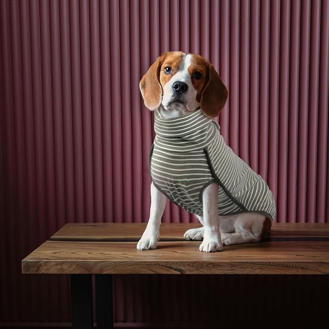 ROZKITCH Dog Winter Coat Soft Pullover Pajamas, Pet Windproof Warm Cold Weather Jacket Vest Cozy Jumpsuit Apparel Outfit Clothes for Walking Hiking Travel Sleep Stripe 4XL