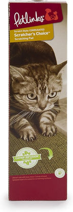 Petlinks Scratchers Choice Flat Corrugated Carboard Scratch Pad for Cats & Kittens, Catnip Infused & Reversible, Promotes Healthy Nail Growth - Brown, Single Wide