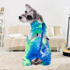 Dog Coat, Tie Dye - Blue Polar Fleece Jumpsuit for Small Medium Dogs, Winter Jacket, Reflective Onesies, Full Body Vest, Four-Legged Warm Clothes