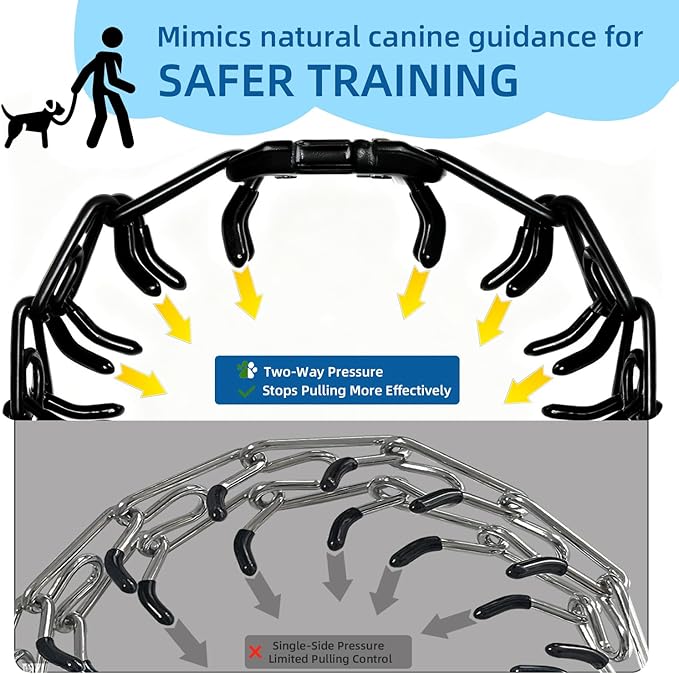 Prong Training Collar for Dogs, Adjustable Dog Pinch Collar with Quick Release Buckle, No Pull Collar for Small Medium Large Dogs, Extra Link and Caps