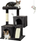 Cat Tree, 29.5 Inches Cat Tower with Dual Condos for Indoor Cats, Plush Cat House with Padded Perch, Scratching Ramp and Posts -Dark Gray