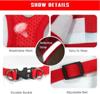 FEimaX Dog Harness and Leash Set for Walking, Soft Mesh Adjustable Easy Control Lightweight Cat Vest Harnesses with Reflective Strips, Escape Proof Small Dogs Cats Vests (Red, Large)