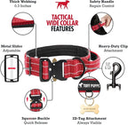 Tuff Pupper Tactical Dog Collar with Handle | Heavy Duty Adjustable Dog Collar | Military Nylon Collar for Large Dogs | Quick-Release Buckle | Soft Padded Comfort | Training Control (Red, Large)