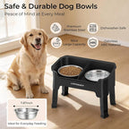 URPOWER Mess Proof Elevated Dog Bowls, High Wall Splash Guard Design, 4 Height Adjustable Raised Bowl Stand, 2 Stainless Steel Bowls, Non-Slip Food Water Set for Small Medium Large Dogs