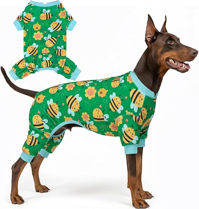 KYEESE Dog Pajamas Dog Pajamas Large Sized Dogs Stretchy Pets Pjs Velvet Pet Jammies Coat Little Bee Pets Pjs Comfy Dogs Clothes Soft Pet Onesie Costume Stretchable Clothes, XXX-Large