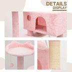 77" Cat Tree Tower Multi-Level Cats Condo with Large Perch, Sisal Scratching Posts and Ramp for Kittens to Adults Cats, Fits Living Room, Bedroom, Apartments, Soft Pink