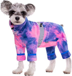 Dog Coats for Small Dogs, Polar Fleece Dog Pajamas Bodysuit, Puppy Onesies Tie Dye Jumpsuits, Dogs Warm Clothes Four-Legged, Doggie Fullbody Winter Jacket Vest