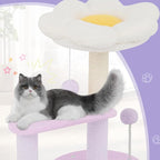 Magshion Flower Cat Tree for Indoor Cats, 33" Cute Cat Tower with Scratching Post, Condo, Top Flower Perch and Dangling Balls, Compact Cat Stand for Kittens, Purple