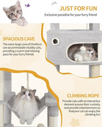 Cat Scratching Post, 70.1" Multi-Layer Cat Tree with Large Platform, 2 Caves, 7 Sisal Posts, Pompoms, Cat Basket, Hammock, Suitable for Cats, Light Gray MS17818LG