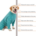 Dog Coats Autumn Winter Jumpsuit for Large Medium Dogs, Warmer Recovery Suit Polar Fleece Dog Bodysuit Lightweight Pajamas Pullover Stretchy Onesie Four-Legged Cold Weather Clothes (XL, Green)